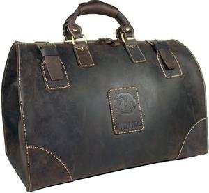   Vintage Style Genuine Bull Leather Large Luggage Duffle Travel Gym Bag