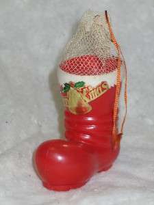 Vintage Christmas Net Mesh Santa Boot Candy Container  