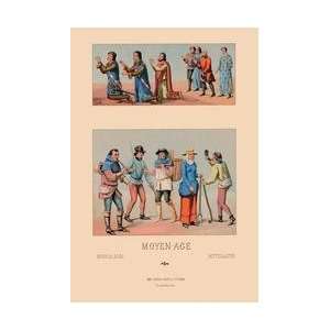   Variety of French Medieval Costumes 24x36 Giclee