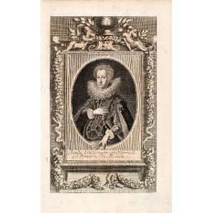  1721 Copper Engraving Portrait Claudia Medici Archduchess 