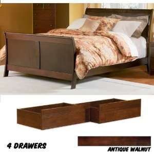   Flat Panel Bed Drawers (Antique Walnut) (45.625H x 62.5W x 93D
