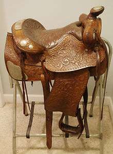 15 Inch Vintage Pioneer Big Horn Roping Saddle With Floral Tooling and 