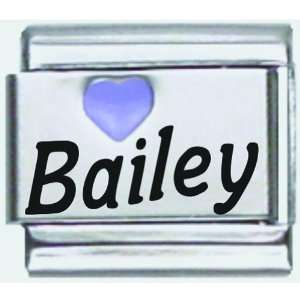  Bailey Purple Heart Laser Name Italian Charm Link Jewelry