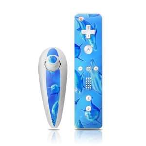  Swimming Dolphins Design Nintendo Wii Nunchuk + Remote 