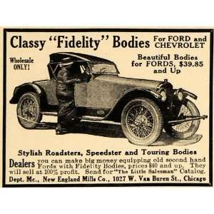  1921 Ad Ford Chevrolet Fidelity Body Roadster Speedster 
