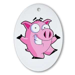  Ornament (Oval) Pig Cartoon 