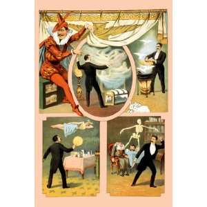  Zan Zig performing in four magic vignettes 28x42 Giclee on 