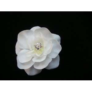 NEW Small White Gardenia with Rhinestone Hair Clip for Sarah, Limited.