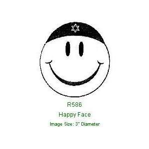 Happy Face with Kipah / Yarmulke   Large Size   Rubber Stamp   R586 