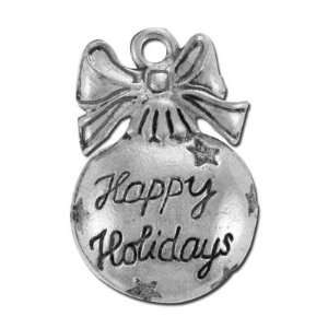  22mm Happy Holidays Ornament Pewter Charm Arts, Crafts 