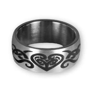 Steel Tribal Heart Ring size 6 Jewelry