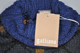 Authentic $490 John Galliano Knitted Wool Turtleneck Sweater US M EU 