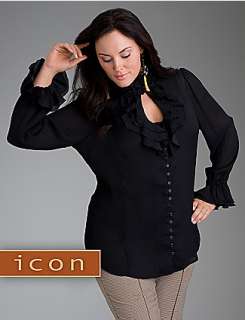 Ruffled keyhole blouse from our Icon Collection  Lane Bryant
