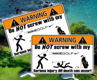 Funny NIKE Golf Clubs Tiger WARNING sticker decal  