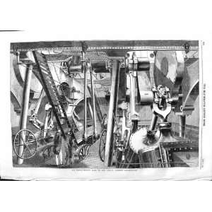  1859 PADDLE ENGINE ROOM GREAT EASTERN SHIP OLD PRINT