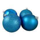 VCO 4ct Turquoise Blue Shatterproof 4 Finish Christmas Ball Ornaments 