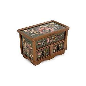  NOVICA Painted glass chest of drawers, Jade Majesty 