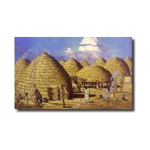   Walk In Their Village Of Grass Huts Giclee Print