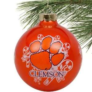  Clemson Tigers Orange Traditional Glass Ornament Sports 