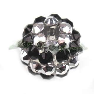20x Wholesale Fashion Charms Black White Resin Rhinestone Beads 14mm 