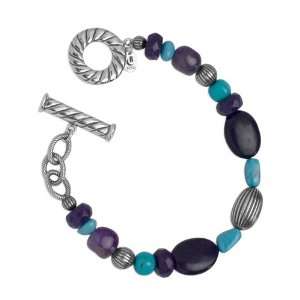  Sterling Silver Amethyst, Turquoise and Quartzite Beaded 