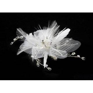 Stunning Ivory Floral Bridal Comb Feather Fascinator by outlet