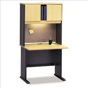 Bush Furniture Advantage Series Wood Writing Desk with Hutch in Beech 