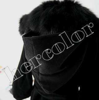 2012 New Cashmere fox fur collar dark gray jacket long coat  