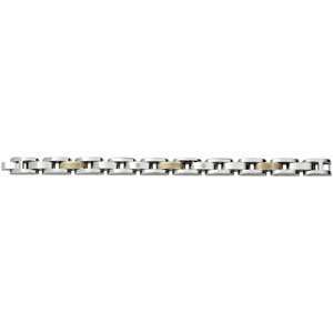 Stainless Steel 10K Yellow Gold 08.50 Inch/.06 Cttw Dia Link Bracelet 