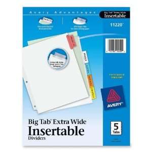  Avery WorkSaver Extra Wide Big Tab Divider,5 x Tab Blank 