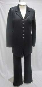   Knit EVENING NWOT Black Paillettes Jacket Pants Suit Size 12 14  