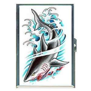 Shark Blood Scary Tattoo Art ID Holder, Cigarette Case or Wallet MADE 