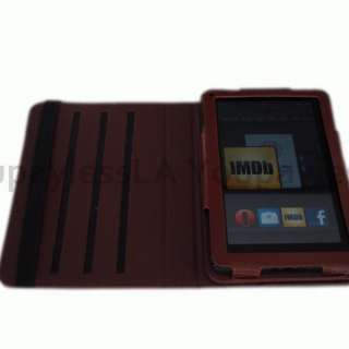 Brown Kindle Fire Leather protective case 360 degree rotation  