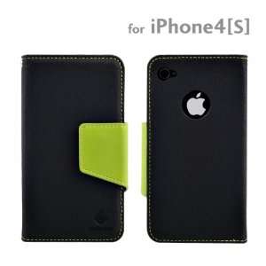  Style msg Diary Style Cover for iPhone 4S/4 (Black x Green 