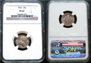 Jetproofs™ proudly offers this 1953 Proof Dime 10c NGC PR67 