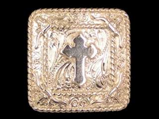 Western Equestriean Cowboy Decor Bright Silver Cross 1 1/4 Conchos 