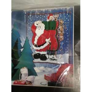   Santa and His Reindeer Vinyl Christmas Shower Curtain