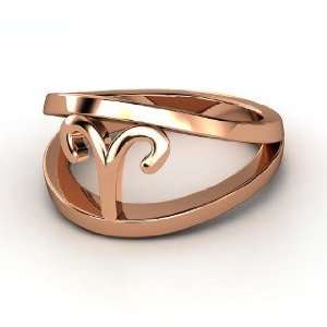  Aries Zodiac Ring, 14K Rose Gold Ring Jewelry
