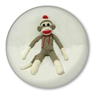 CLASSIC SOCK MONKEY DOLL picture pin button badge cute  