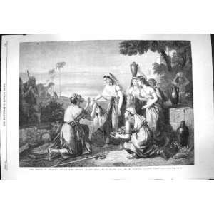1864 Meeting Abraham Servant Rebekah Well Hilton Print  