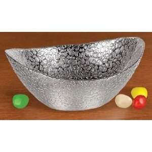   Silver Snakeskin Design Fine Crystal Serving Bowl 6
