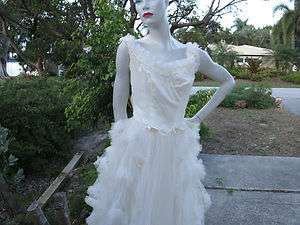 Vintage WWII 40s 50s White Party Dress Princess Gown  