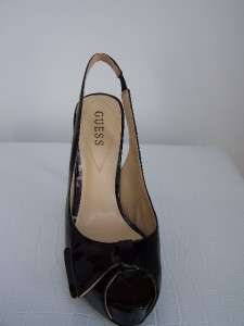 NEW GUESS Marciano Black SAARAH Patent Bow Pumps Shoes  