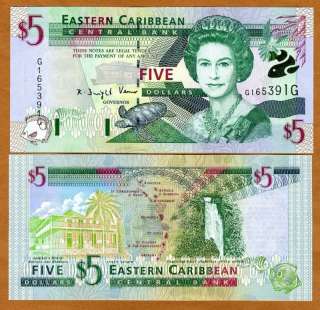 Eastern East Caribbean, $5 (2000) Grenada, P 37g UNC  