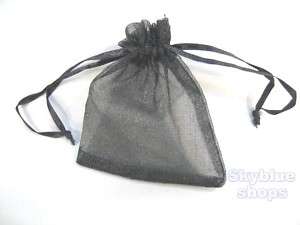 WHOLESALE LOT BLACK ORGANZA GIFT SHOPPING POUCHES BAGS  
