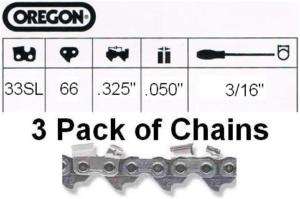 Oregon Saw Chain 3 Pack 16 33SL .050 33SL 66 33SL066G  