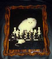 CHESS A GAME OF CAT AND MOUSE WOOD FRAMED POSTER PRINT  