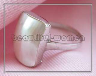 17mm square white south sea mabe pearl ring 925silver  