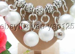 Excellent 20MM White Sea Shell Pearl&Crystal Necklace  