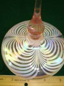 IRIDESCENT PULLED FEATHER ART GLASS PERFUME BOTTLE  